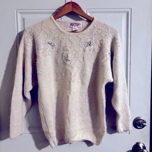 Vintage Metro Angora/Silk Sweater with Bead Detailing